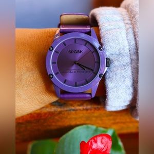 Spgbk Watches Unisex Britt Purple Leather Band Watch 44mm